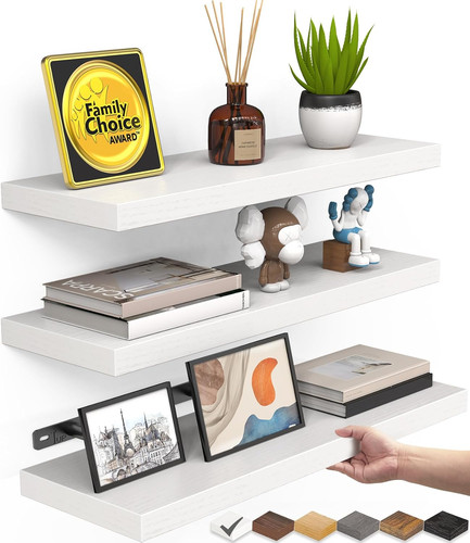 White floating shelves - floating,