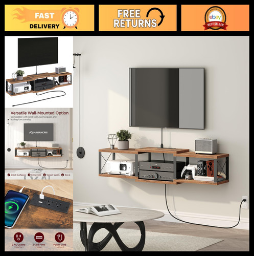 Floating tv stand with - 43.7”,