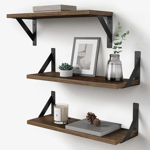 Rustic floating book shelves - rustic,